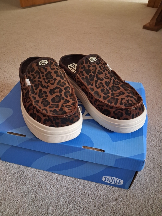 Hey Dude Shoes - Hey Dude LEATHER Brown Leopard Print Slip-On Shoes